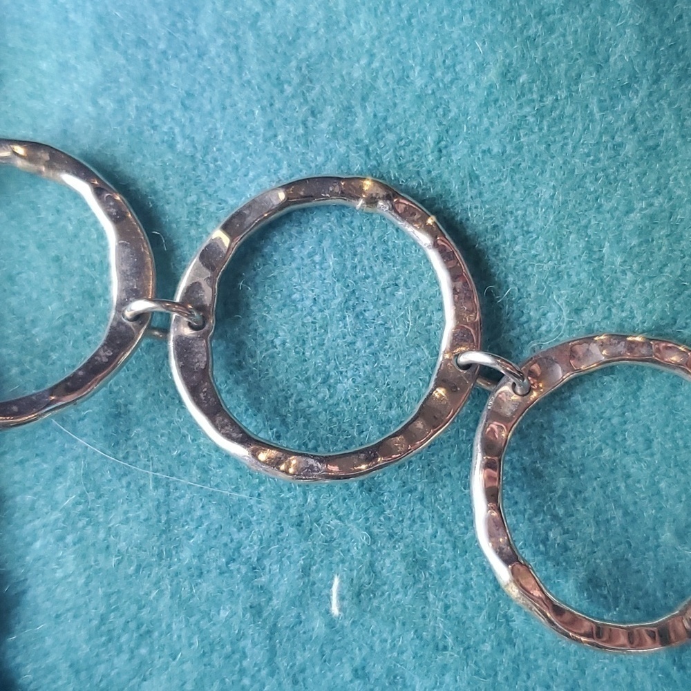 Handmade Hammered Silver chocker, bracelet and ring set 3 pc - Picture 4 of 9